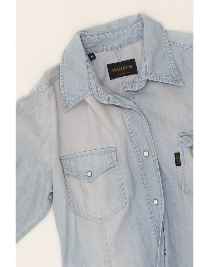 WAMPUM Womens Denim Shirt UK 14 Medium Blue Cotton Vintage Wampum and Second-Hand Wampum from Messina Hembry 