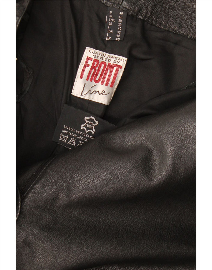 Pantaloni drepti din piele pentru femei Front Line W30 L28 piele neagră