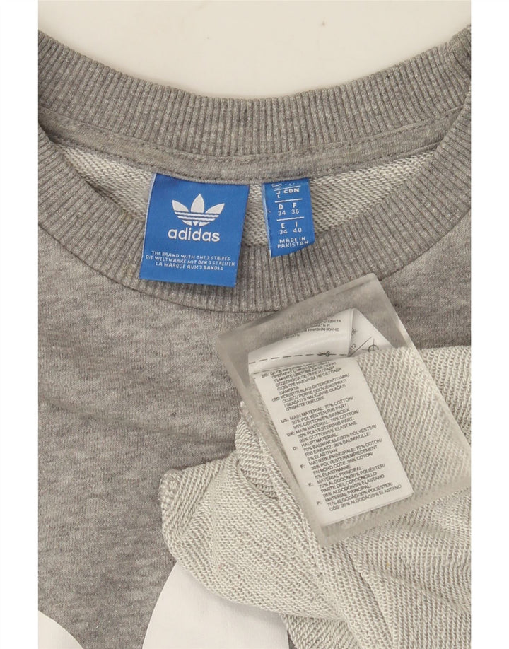 Pulover de hanorac grafic Adidas pentru femei UK 8 Mic gri Colorblock