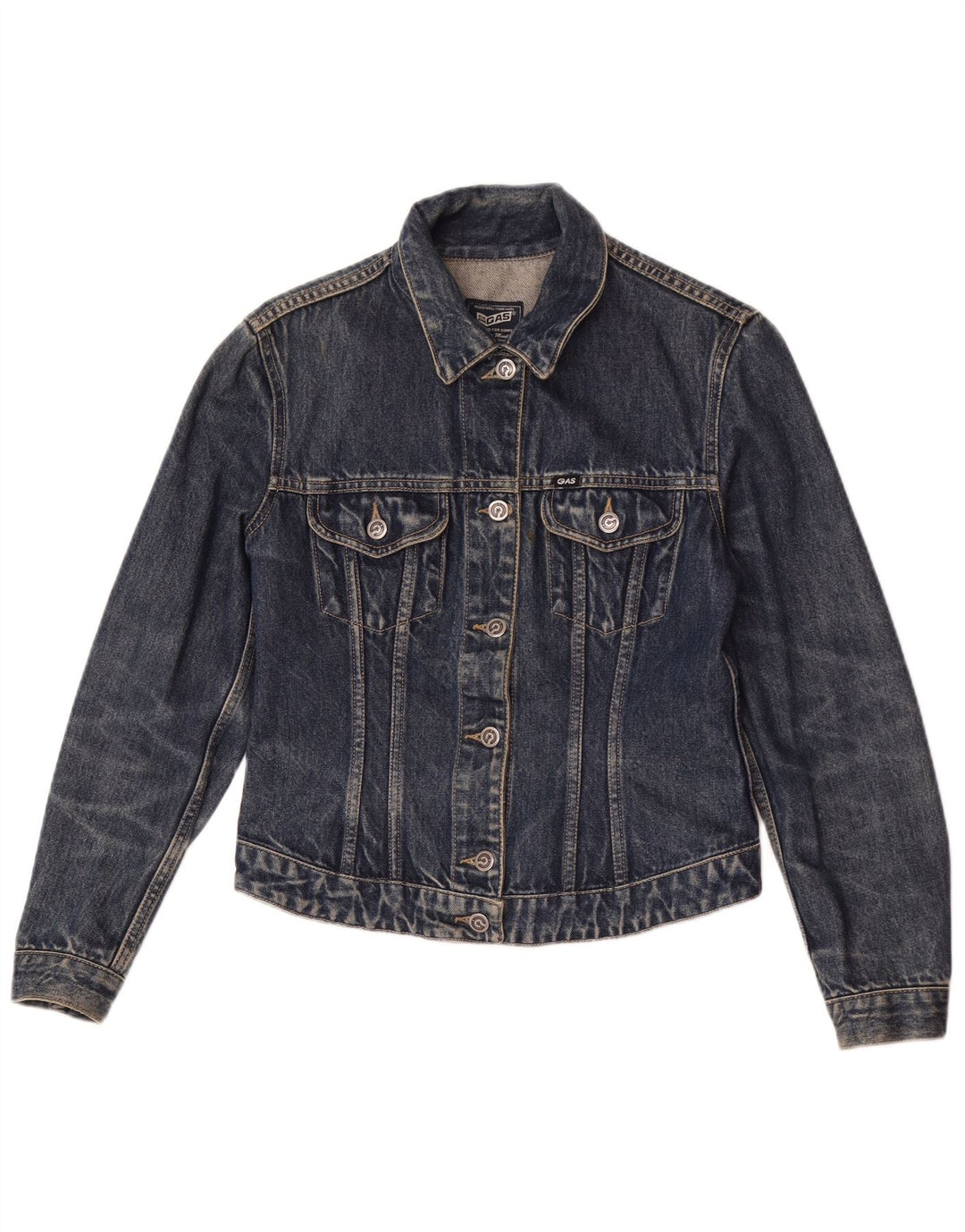 Jachetă de denim crop pentru femei Gas UK 12, bumbac albastru mediu