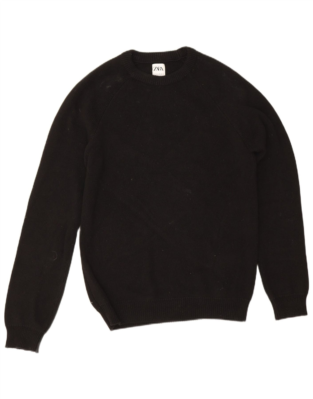 Pulover pentru bărbați Zara, cu gât crew, bumbac mediu negru