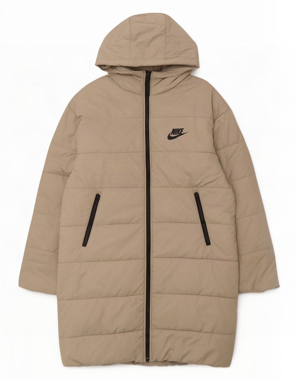 Palton capitonat cu glugă supradimensionat pentru femei Nike UK 6 XS Bej