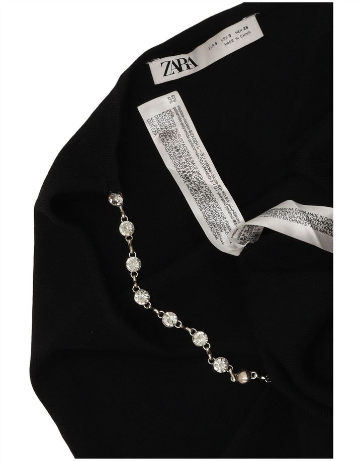Rochie pentru femei Zara cu un umăr UK 10 Mic Negru Viscoză