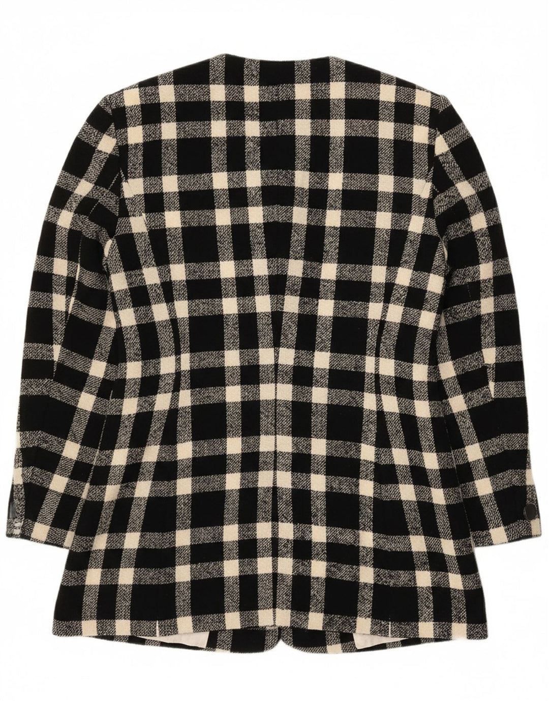 LAUREL Womens 4 Button Blazer Jacket EU 38 Medium Black Gingham Wool