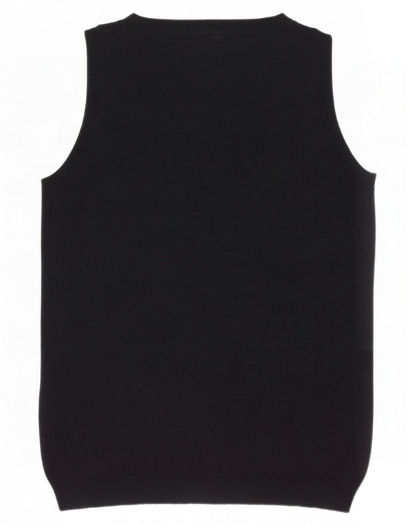 Vesta Zara Femei Tank Top UK 14 Mare Bumbac Negru