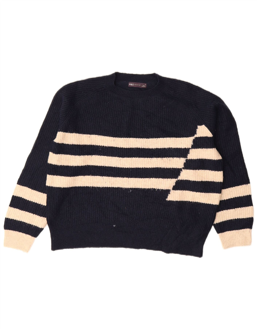 Pulover pentru femei Marks & Spencer cu decolteu triplu UK 14 Medium Bleumarin