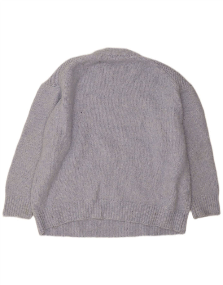 Pulover supradimensionat pentru femei Zara, cu gât crew, UK 18 XL, poliester albastru