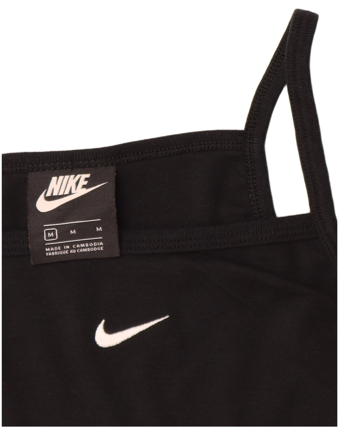 Top crop pentru fete NIKE 10-11 ani, bumbac mediu negru