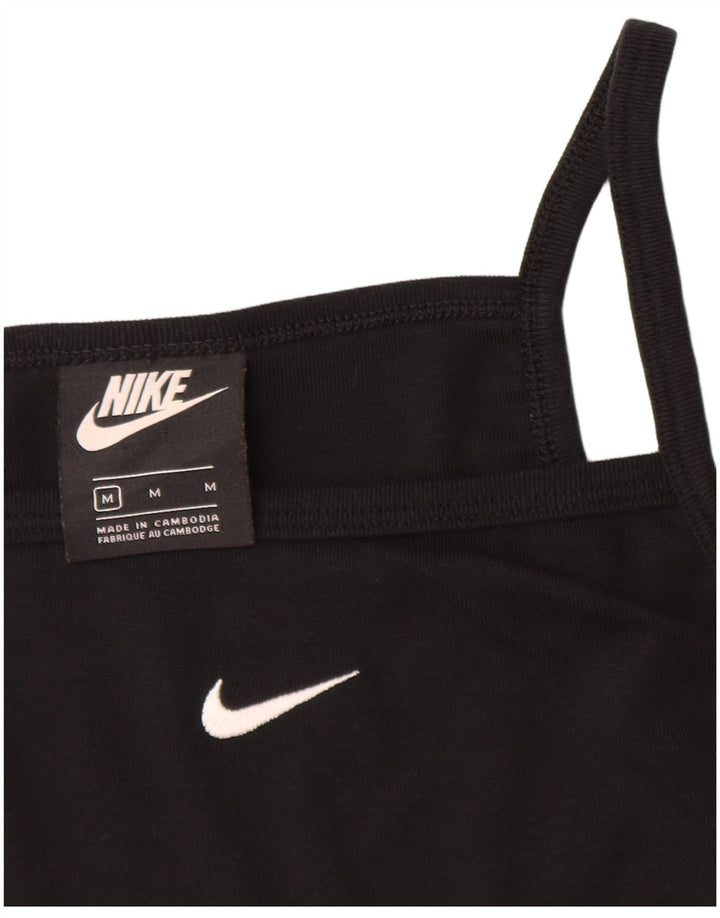 Top crop pentru fete NIKE 10-11 ani, bumbac mediu negru