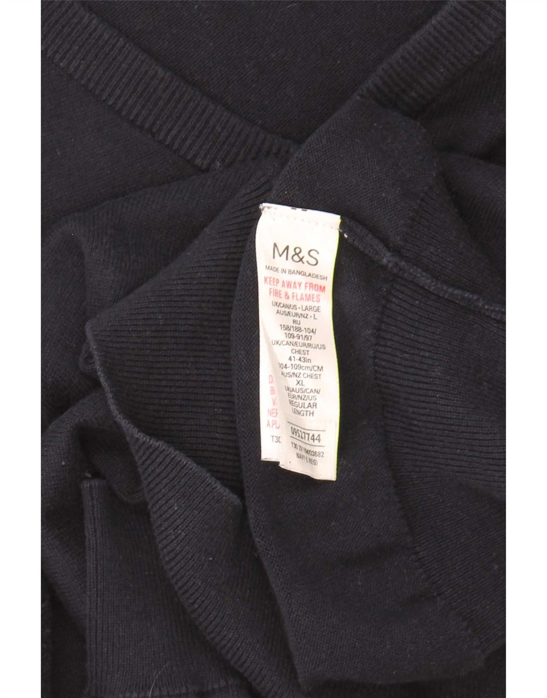 Pulover pentru bărbați Marks & Spencer, cu decolteu în V, mare din bumbac bleumarin