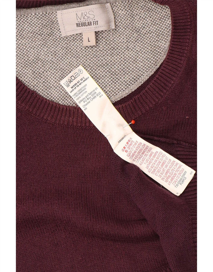 Pulover pentru bărbați Marks & Spencer, cu formă obișnuită, cu gât crew, mare, violet
