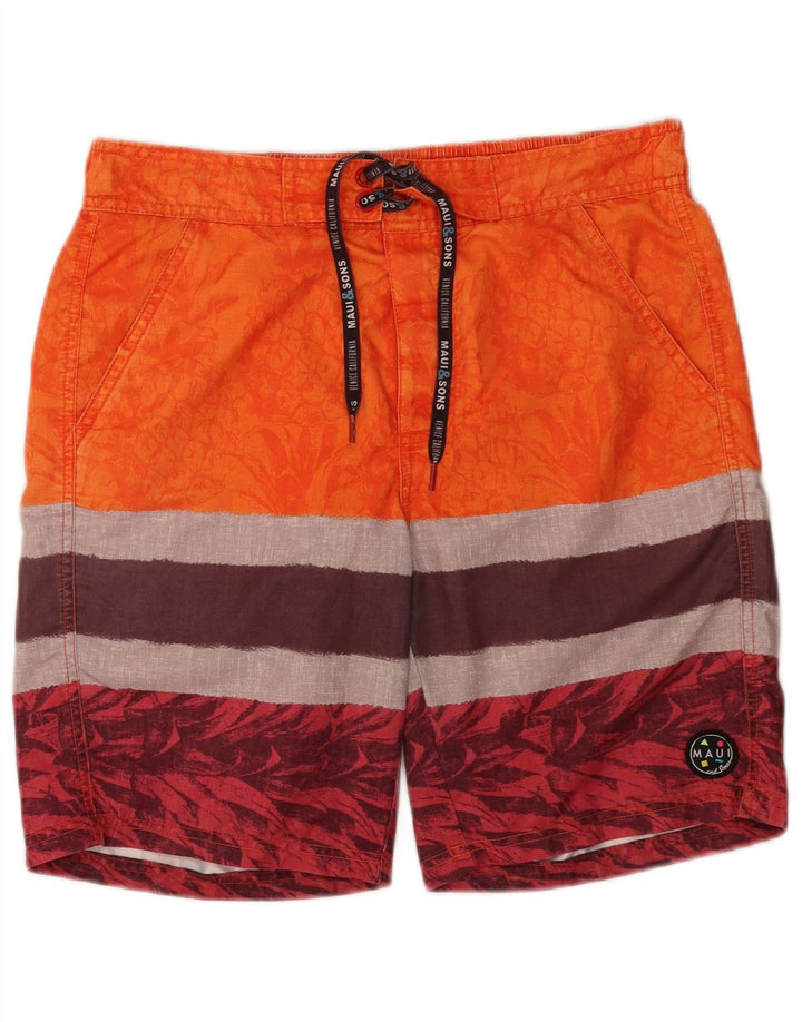 Pantaloni scurți de înot Maui and Sons pentru bărbați, portocaliu mediu, poliester color bloc
