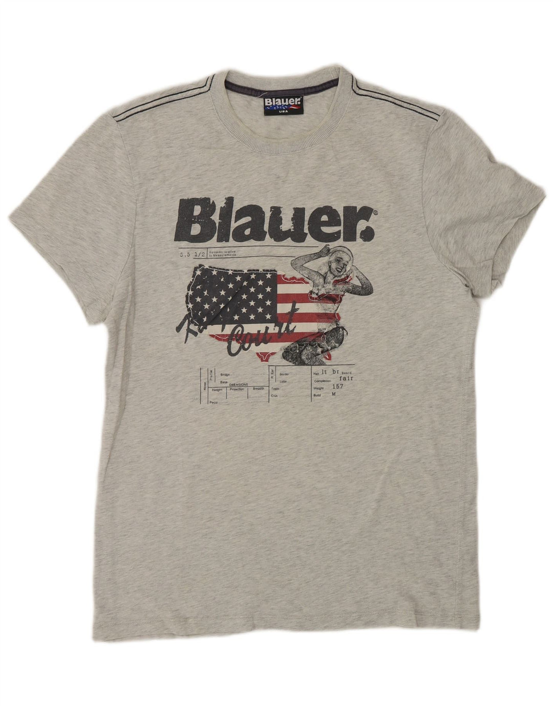 Tricou grafic pentru bărbați Blauer Top din bumbac gri mediu
