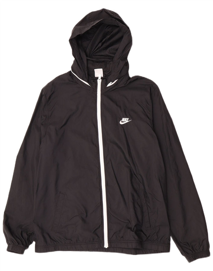 Jachetă de ploaie cu glugă pentru bărbați Nike XL, nailon negru