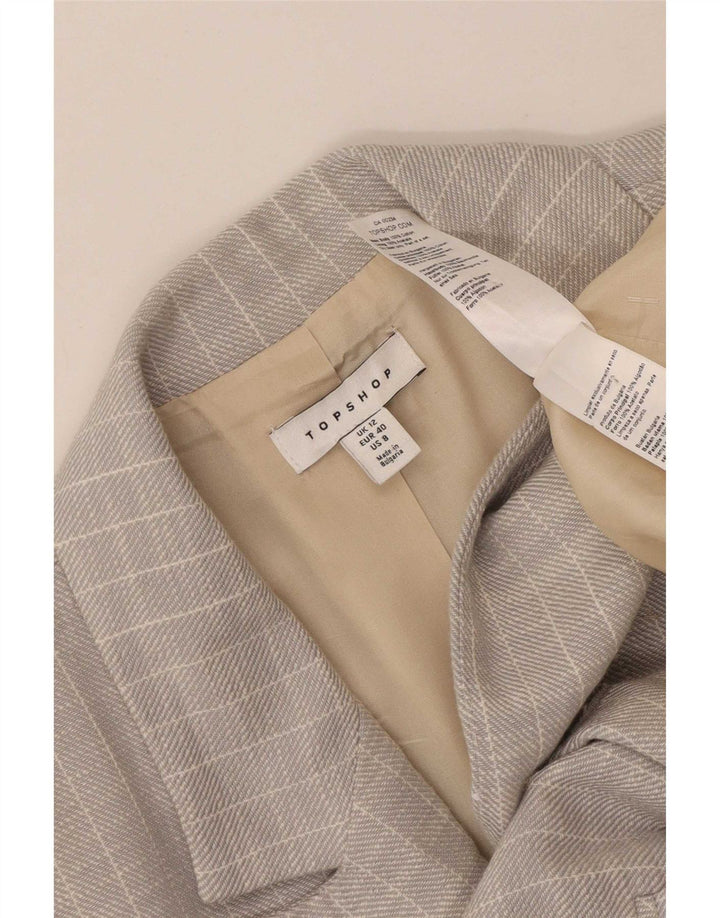 Topshop Jachetă Blazer Dublu Breasted pentru femei UK 12 Medium Gri Dunge