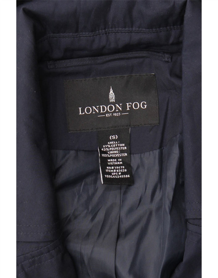 Trenci pentru femei LONDON FOG cu glugă UK 10 mic Bumbac bleumarin