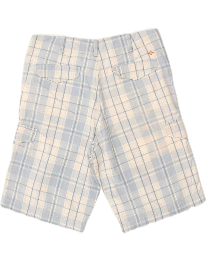 DOCKERS Mens Cargo Shorts  W32 Medium Blue Check Cotton Vintage Dockers and Second-Hand Dockers from Messina Hembry 