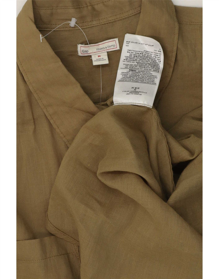 Cămașă cu paragate pentru femei Gap UK 14 Medium Khaki Ramie