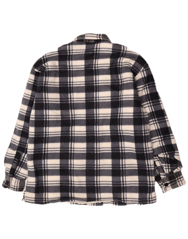 Jachetă vintage pentru bărbați Sherpa Flannel UK 46 3XL, bumbac în carouri bleumarin
