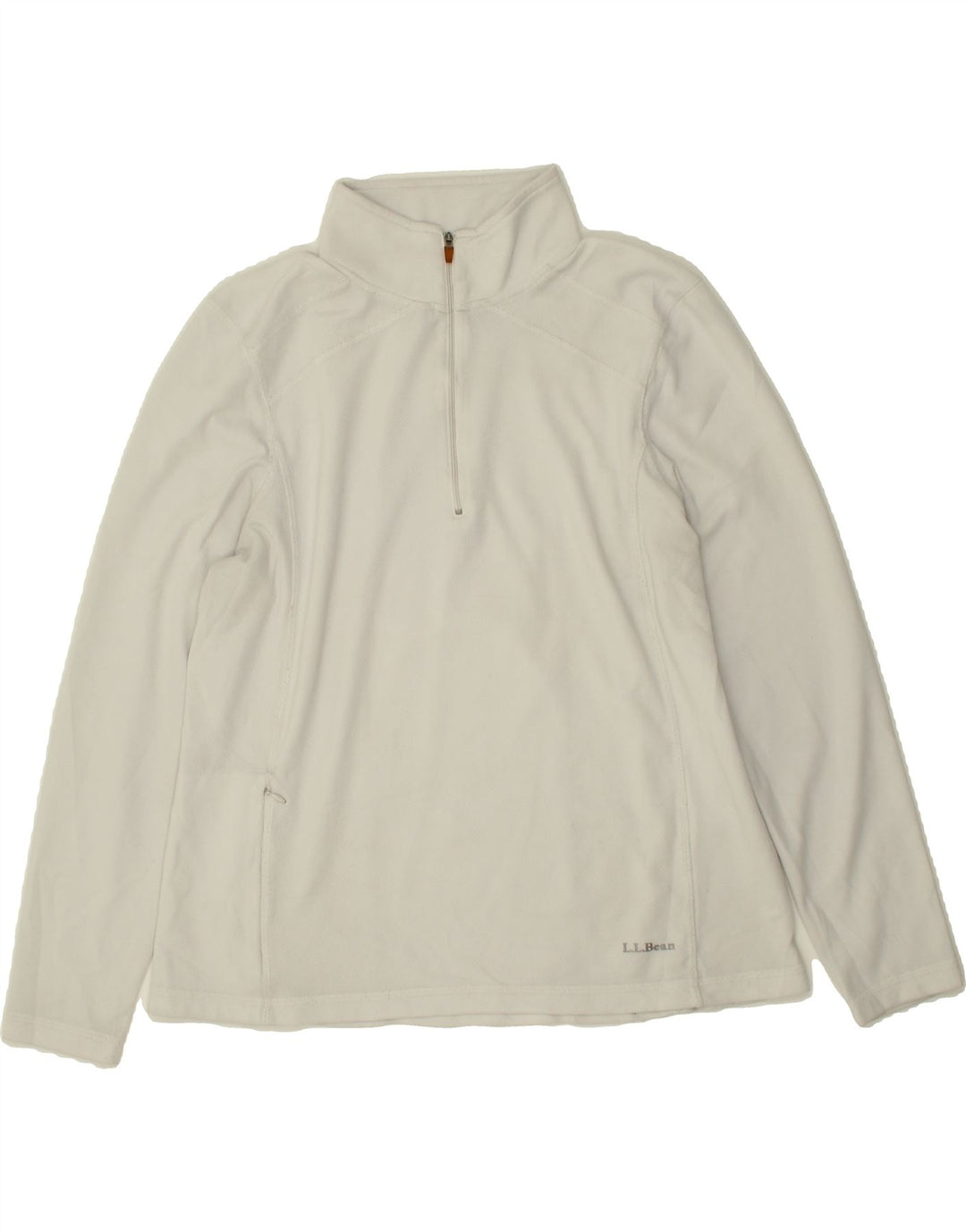 L.L.BEAN Womens Zip Neck Sweatshirt Jumper UK 18 XL White Polyester Vintage L.L.Bean and Second-Hand L.L.Bean from Messina Hembry 