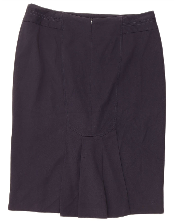 Fusta creion pentru femei Marks & Spencer UK 14 mare W34 poliester bleumarin