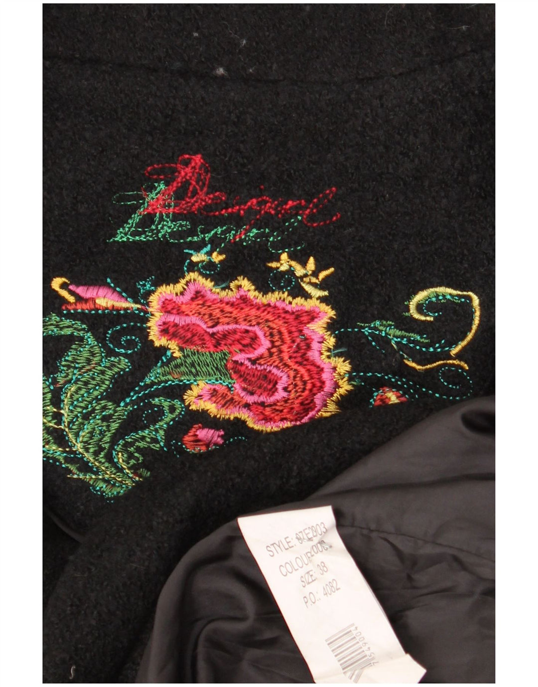 Pardesiu grafic pentru femei Desigual EU 38 Medium Black Floral Viscose