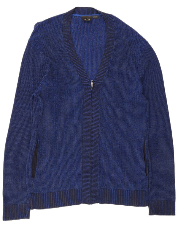 Pulover pentru bărbați Armani Exchange, cu fermoar complet, cu decolteu, XL, bleumarin, raion