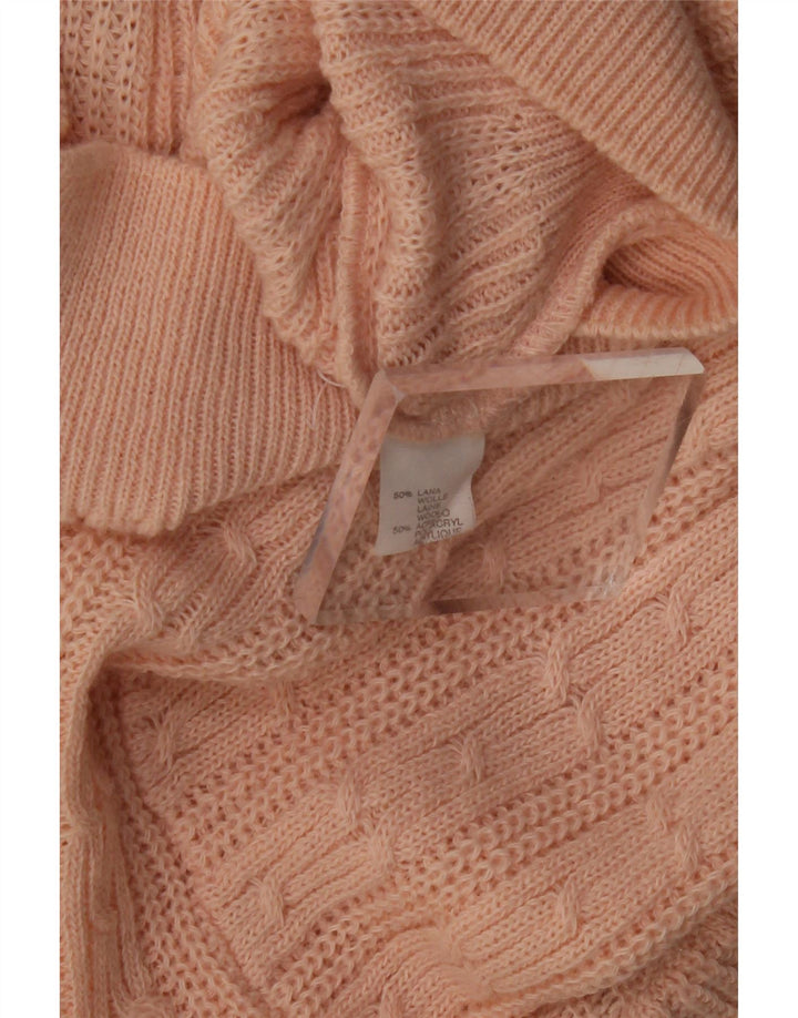 VINTAGE Pulover cu gât țestoasă pentru femei UK 12 Lână roz mediu