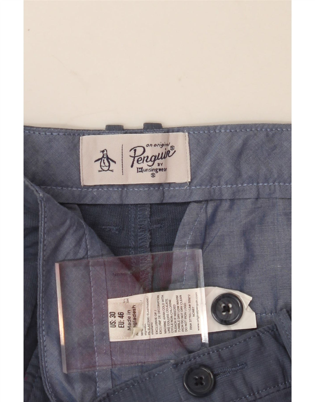 PENGUIN Mens Chino Shorts W30 Medium Blue Cotton Vintage Penguin and Second-Hand Penguin from Messina Hembry 