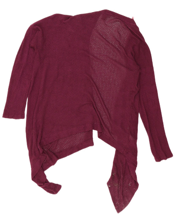 Pulover cardigan deschis asimetric pentru femei Eddie Bauer Marea Britanie 18 XL Maroon Rayon