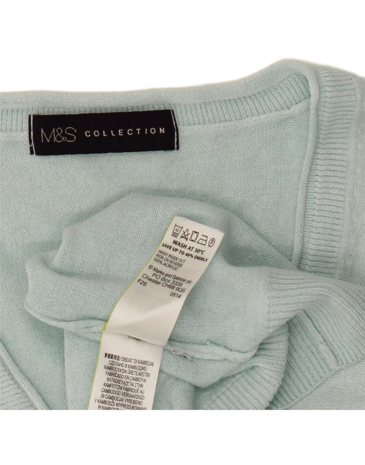 Pulover pentru femei Marks & Spencer cu decolteu în V UK 12 Medium Blue Acrylic