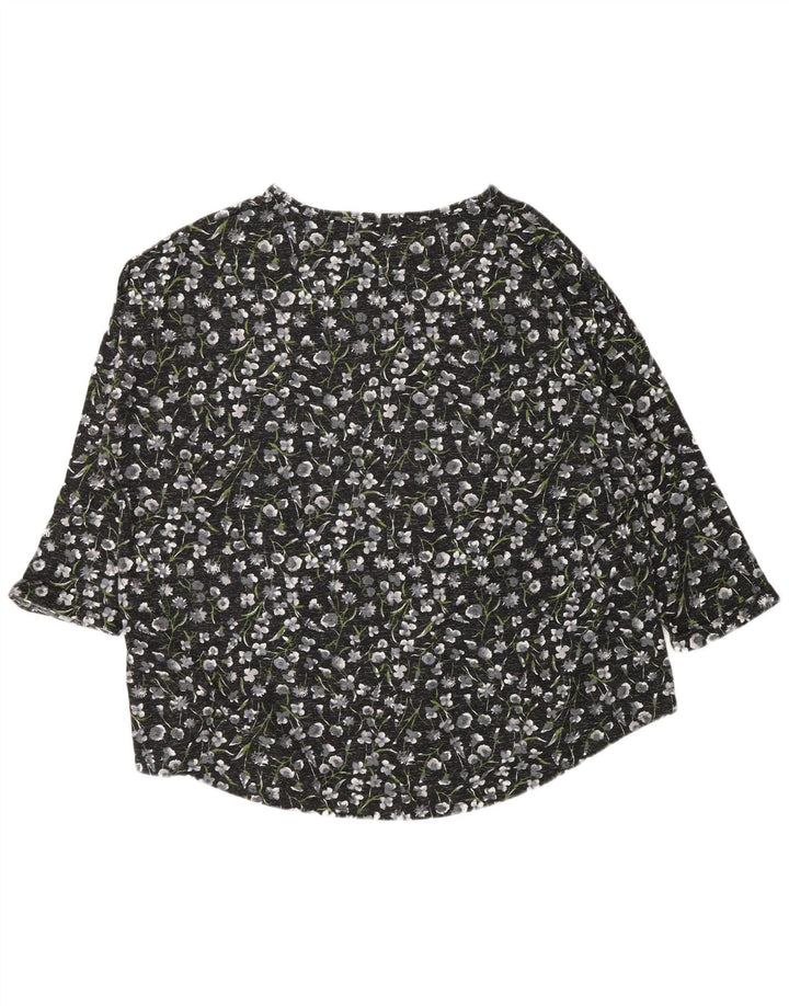 Marks & Spencer Top pentru femei cu mâneci 3/4 Marea Britanie 24 4XL Negru Floral Poliester