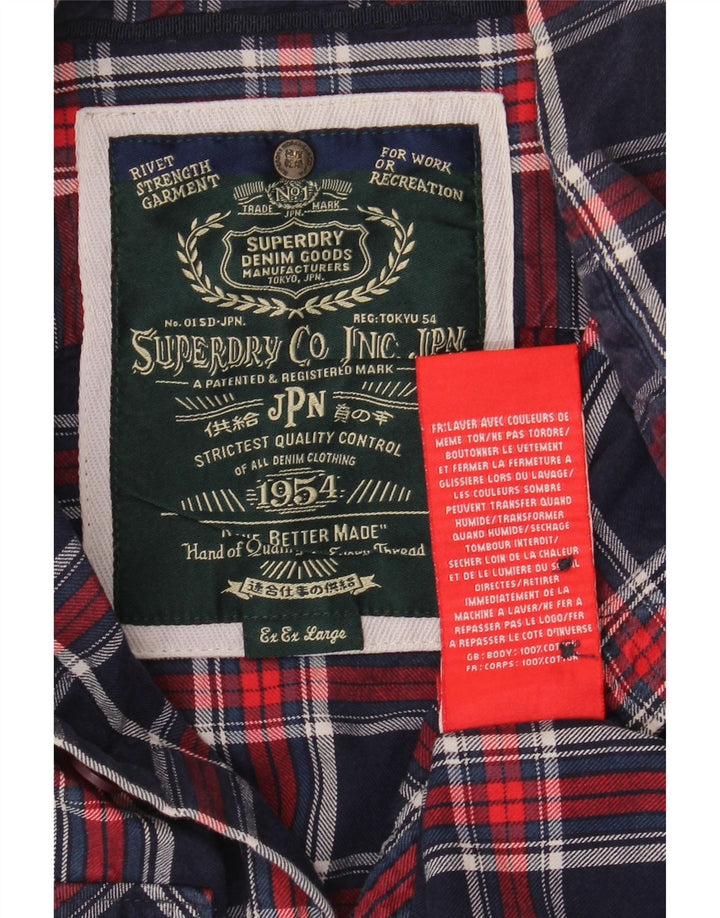 Cămașă de flanel pentru bărbați Superdry 2XL, bumbac cu carouri bleumarin