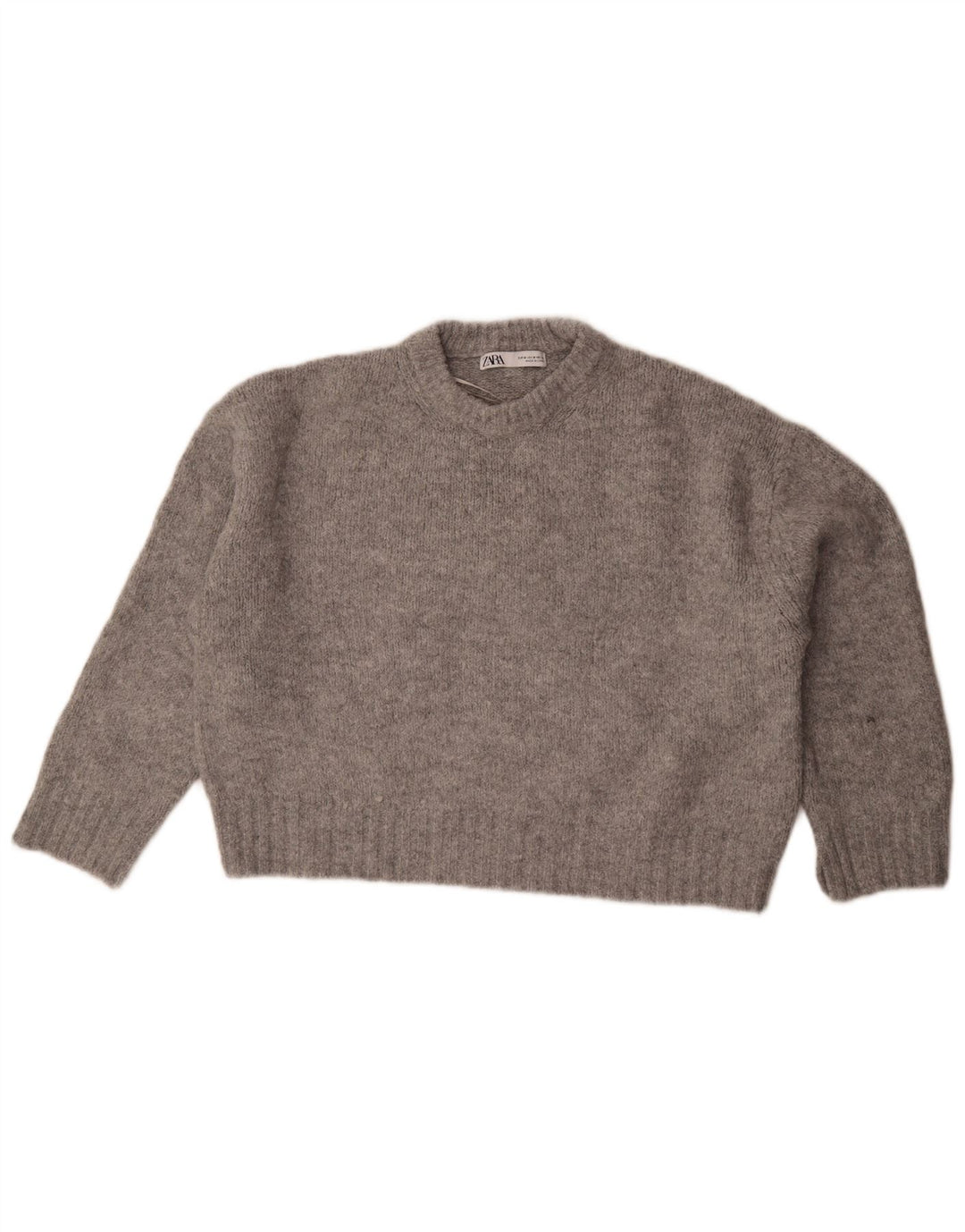 Pulover supradimensionat pentru femei Zara, cu gât crew, UK 14 Medium Gri Pete
