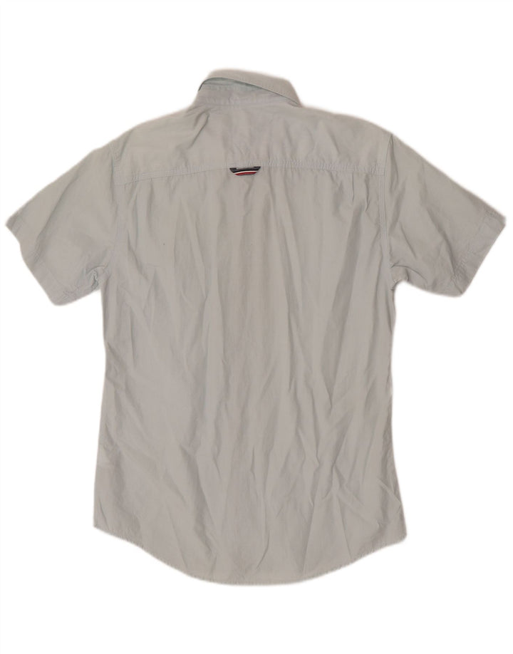 Cămașă cu mânecă scurtă Tommy Hilfiger pentru bărbați, bumbac albastru mic