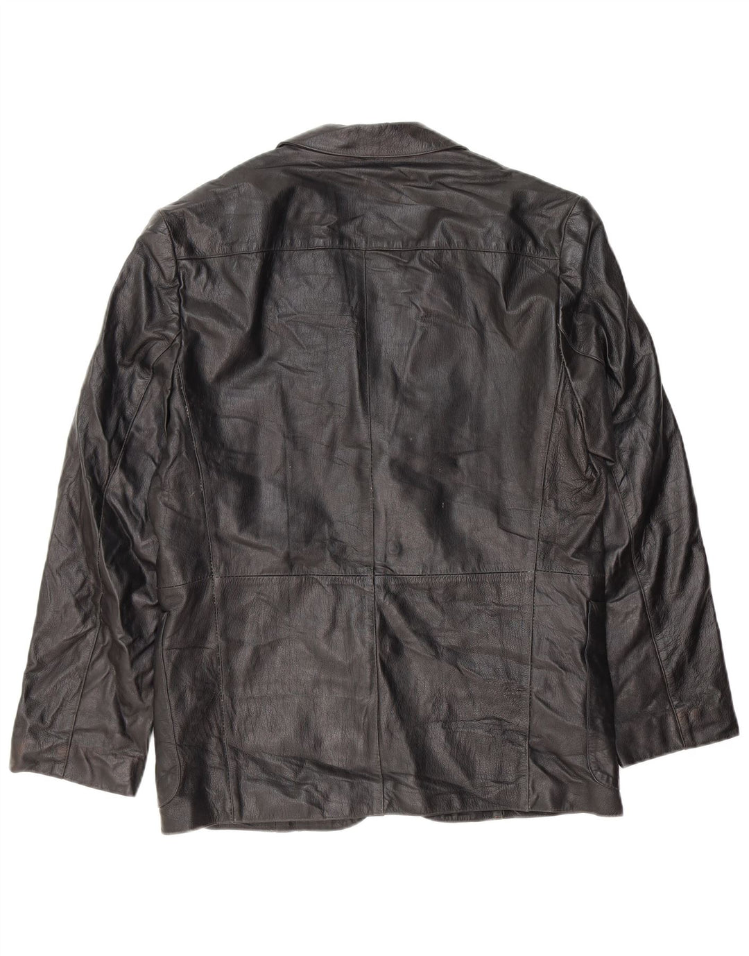 VINTAGE Mens Leather 2 Button Blazer Jacket IT 48 Medium Black Leather