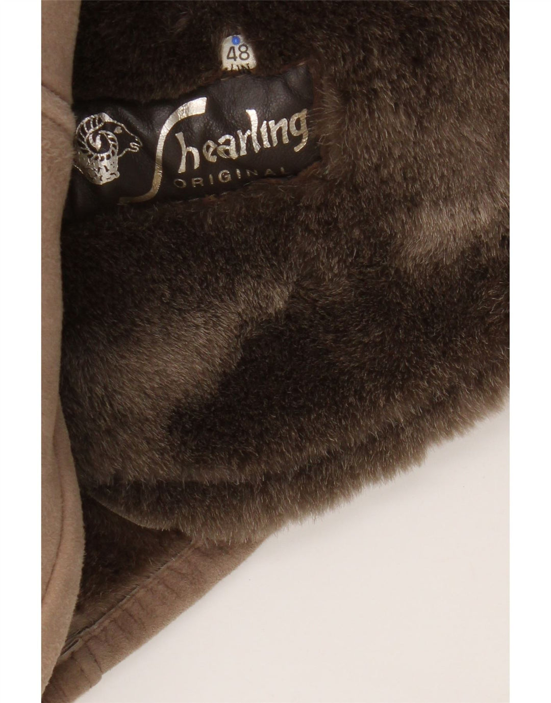 Palton din shearling vintage pentru femei IT 48 XL maro din shearling