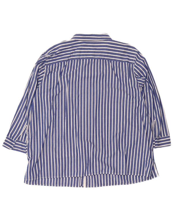 Cămașă pentru femei Chaps cu mâneci 3/4 UK 22 3XL Bumbac cu dungi albastre