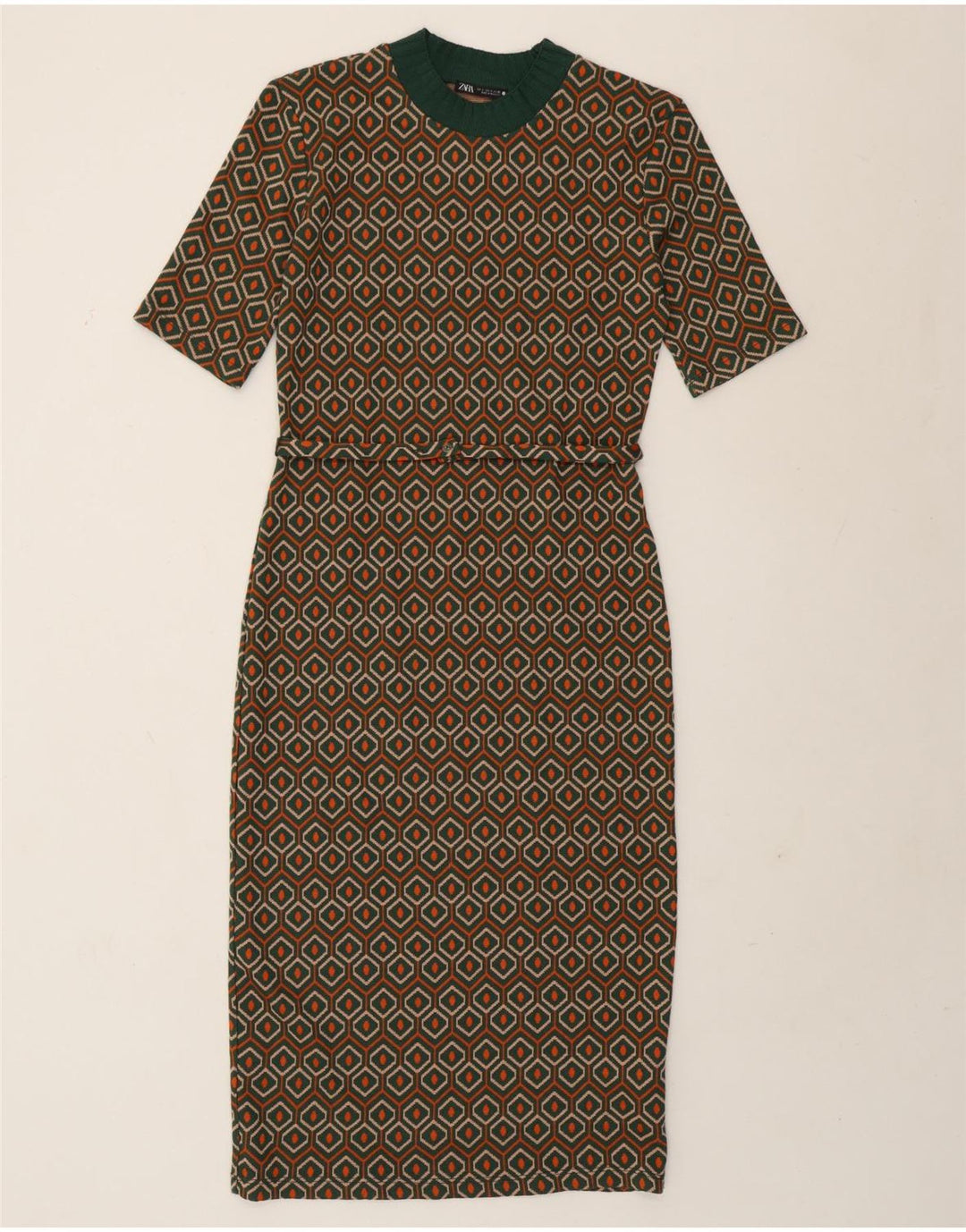 Rochie teacă pentru femei Zara UK 10 Poliester geometric geometric verde