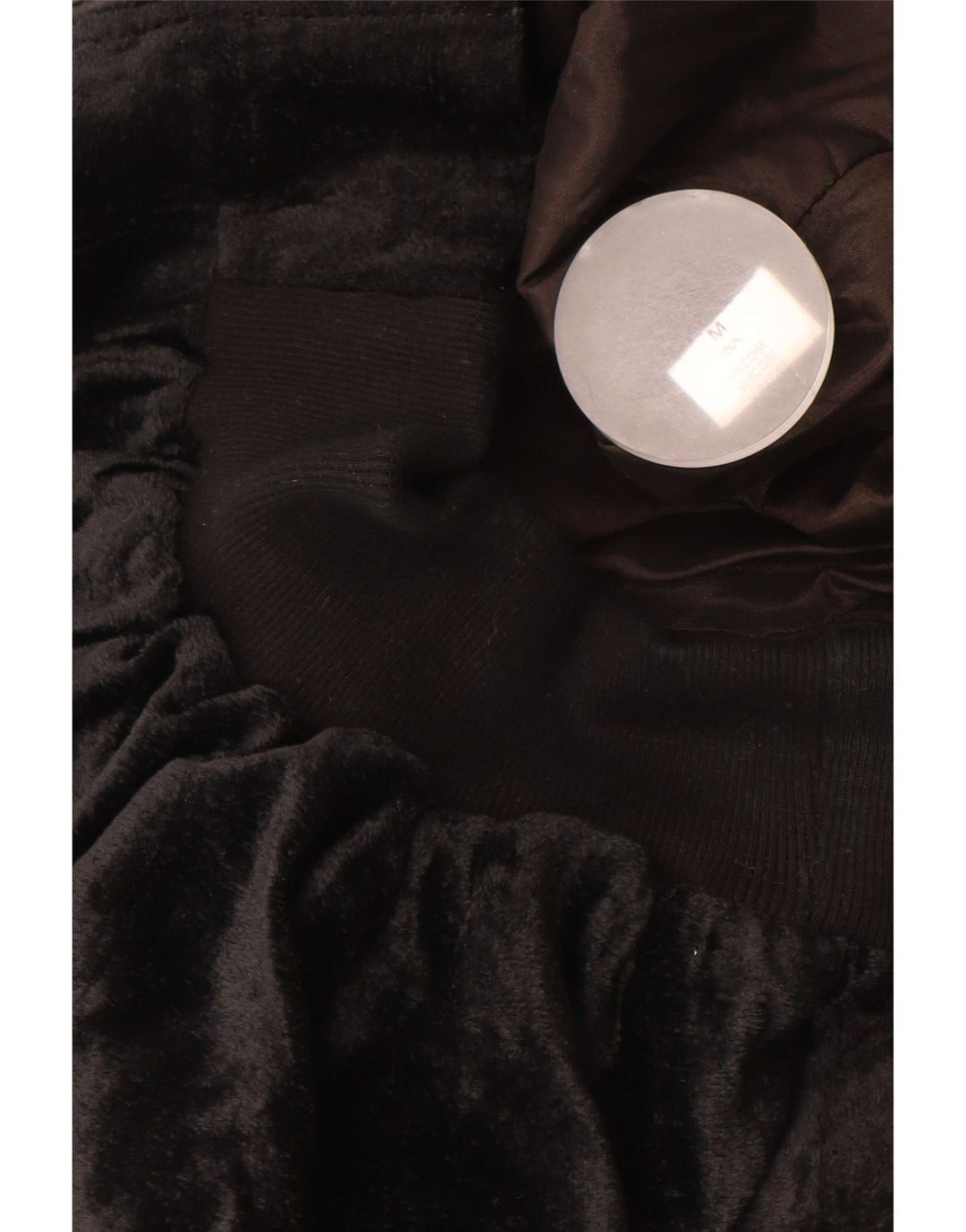 VINTAGE Bomber oversized catifea pentru femei UK 14 Medium Black Viscose