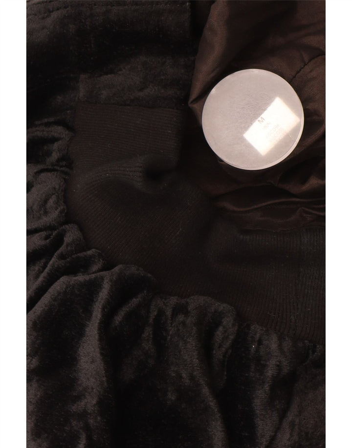 VINTAGE Bomber oversized catifea pentru femei UK 14 Medium Black Viscose