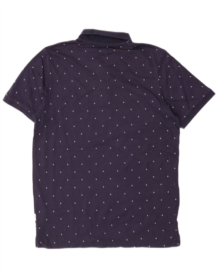 Cămașă polo pentru bărbați JACK & JONES, slim fit, mare, albastru, bumbac cu pete