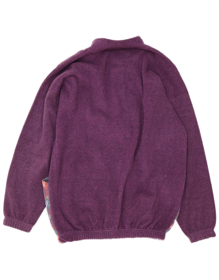 Pulover vintage pentru bărbați, cu gât cu nasturi, din lână, mare, violet, geometric