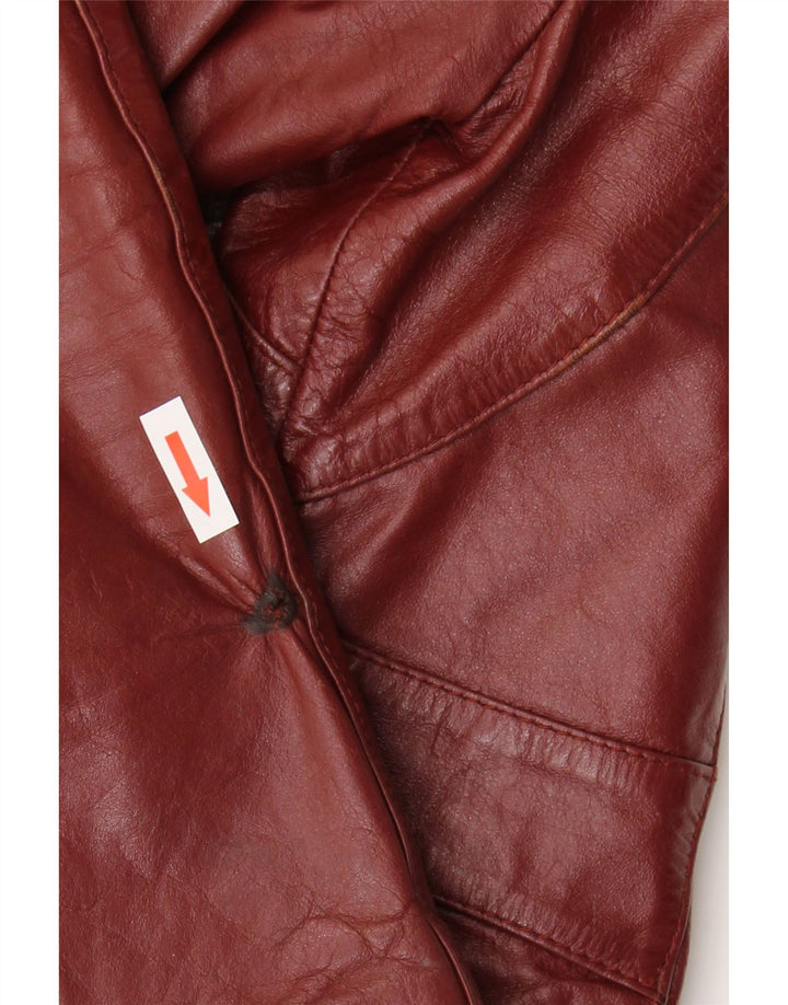 Jachetă de piele pentru femei Wilsons Crop UK 8 Mic din piele burgundă