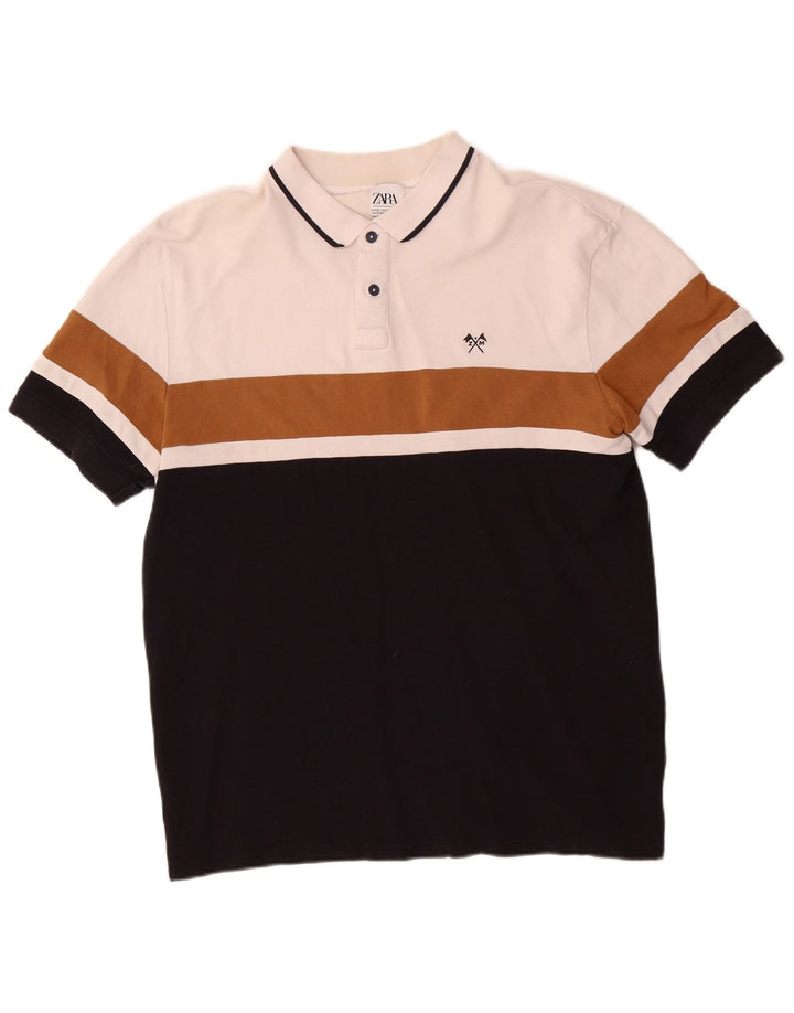 Tricou polo pentru bărbați Zara XL, alb, bloc de culoare