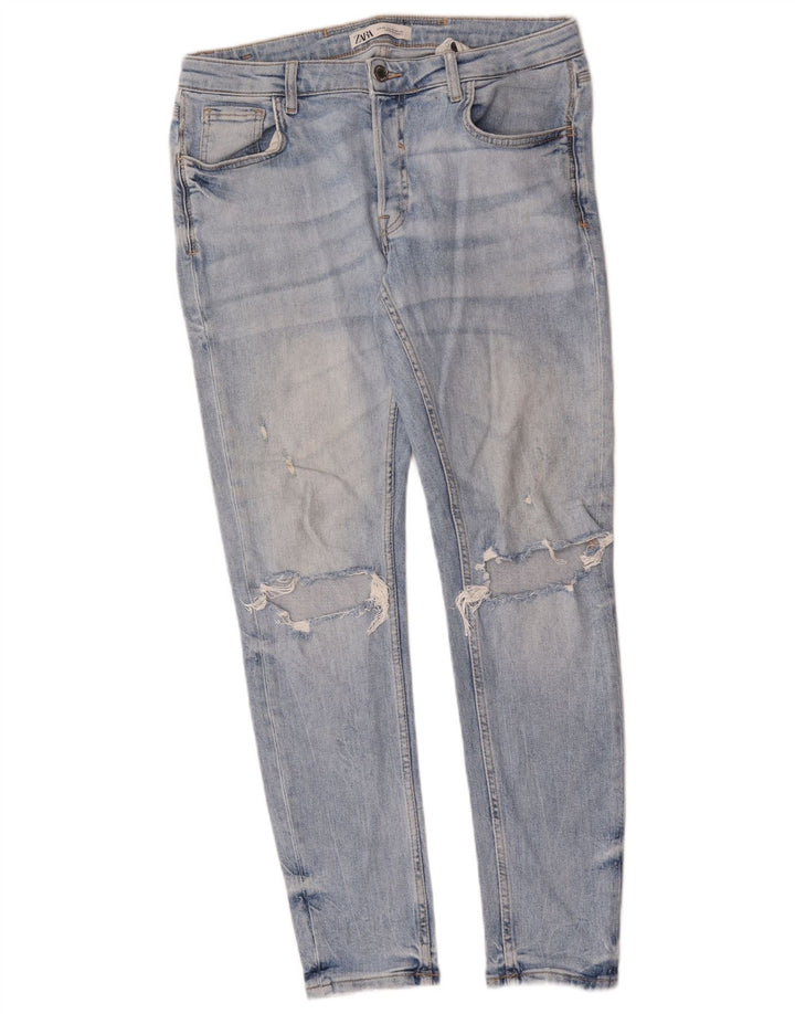 Blugi pentru bărbați slim învechiți Zara EU 40 Medium L31 L30 Bumbac albastru