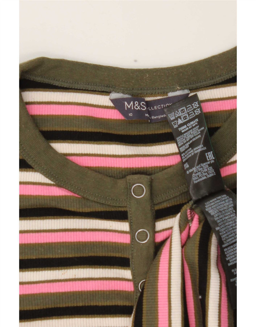 Marks & Spencer Top pentru femei cu mânecă lungă UK 10, mic, multicolor, cu dungi