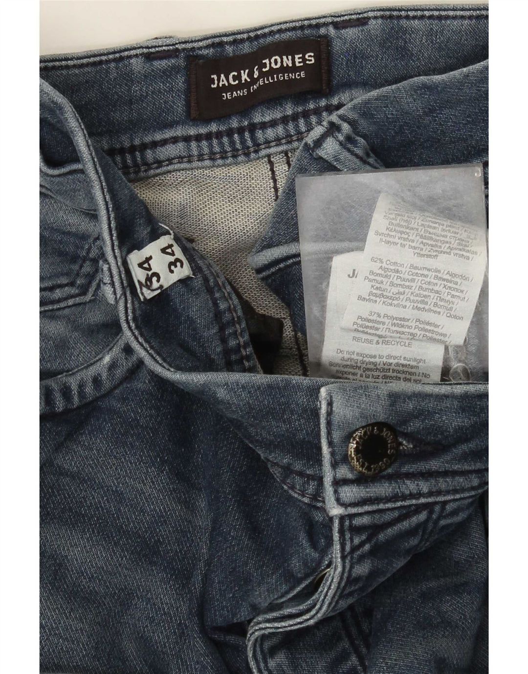 Blugi slim pentru bărbați Jack & Jones W34 L34 Bumbac albastru