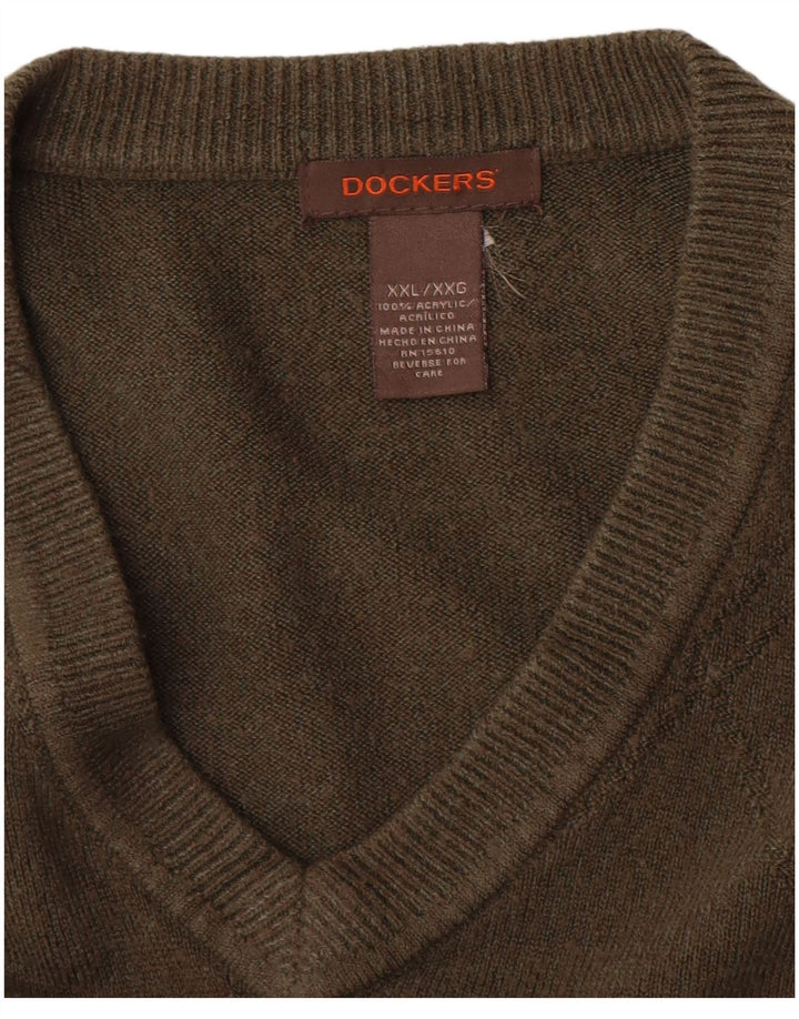 Pulover Dockers pentru bărbați cu decolteu în V, 2XL, acrilic kaki
