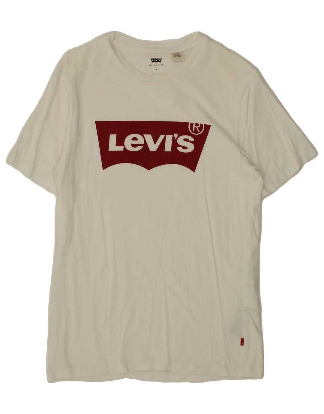LEVI'S Mens Graphic T-Shirt Top Small White Cotton Vintage Levi's and Second-Hand Levi's from Messina Hembry 